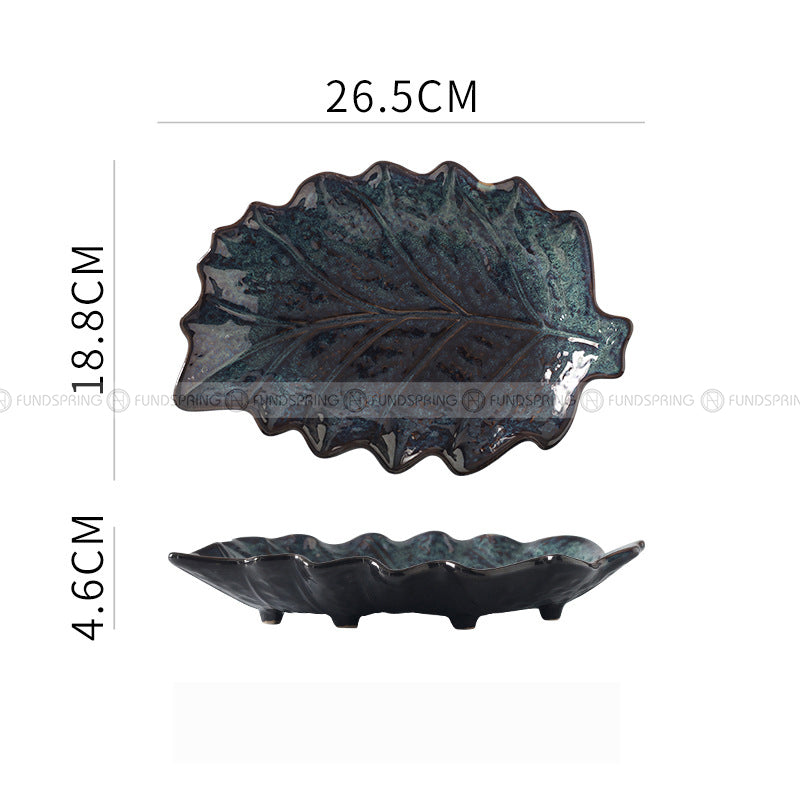 Japanese Ceramic Dinner Plate Leaf-shaped Glazed Kiln Change Plate Japanese Ceramic Dinner Plate Leaf-shaped Glazed Kiln Change Plate