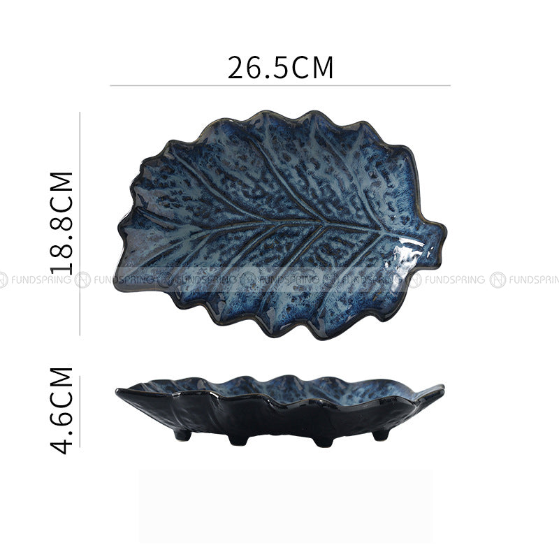 Japanese Ceramic Dinner Plate Leaf-shaped Glazed Kiln Change Plate Japanese Ceramic Dinner Plate Leaf-shaped Glazed Kiln Change Plate