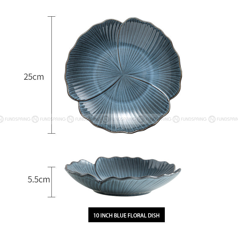Lotus Leaf Ceramic Tableware Lace Bowl 10 Inches Flower Bowl Lotus Leaf Ceramic Tableware Lace Bowl 10 Inches Flower Bowl