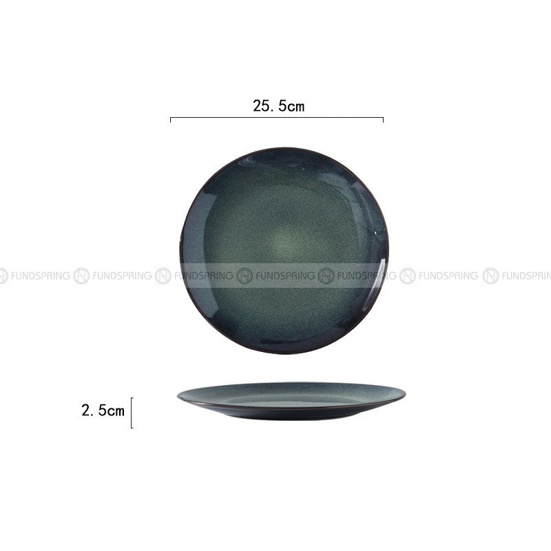 Kiln Glazed Ceramic Tableware Flat Plate Shallow Plate Dinner Plate Kiln Glazed Ceramic Tableware Flat Plate Shallow Plate Dinner Plate