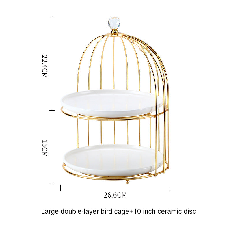 Ceramic Cake and Dessert Table Stand in the Form of a Birdcage Display Shelf for Afternoon Tea Ceramic Cake and Dessert Table Stand in the Form of a Birdcage Display Shelf for Afternoon Tea