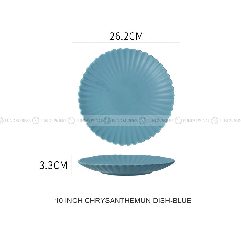 Ceramic Dinnerware Disc Chrysanthemum Flat Plate Minimalism Plate Ceramic Dinnerware Disc Chrysanthemum Flat Plate Minimalism Plate