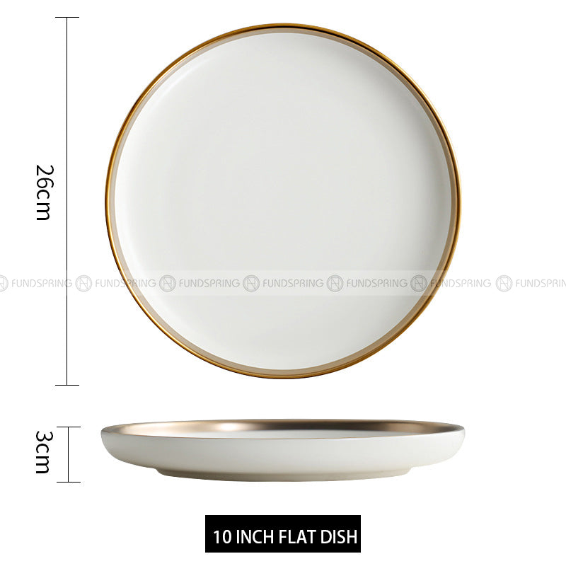 Simplicity Ceramic Tableware Black White With Gold Rim Plates Bowls Simplicity Ceramic Tableware Black White With Gold Rim Plates Bowls