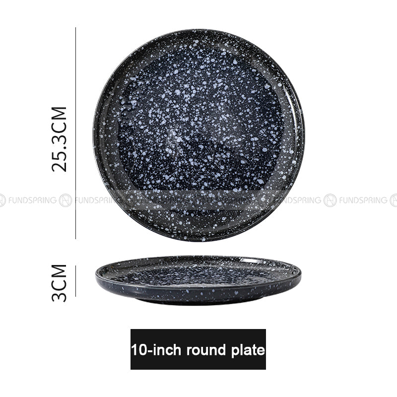 Japanese-Inspired Ceramic Elegance: Round Plate Dinnerware Set of 2 (8" and 10") Japanese-Inspired Ceramic Elegance: Round Plate Dinnerware Set of 2 (8" and 10")