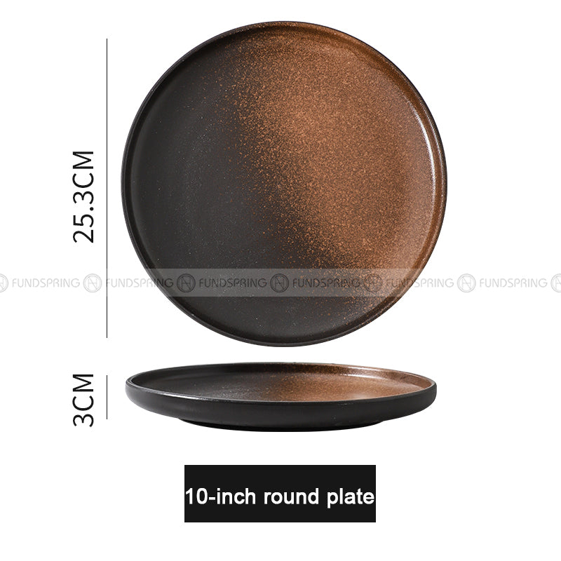 Japanese-Inspired Ceramic Elegance: Round Plate Dinnerware Set of 2 (8" and 10") Japanese-Inspired Ceramic Elegance: Round Plate Dinnerware Set of 2 (8" and 10")