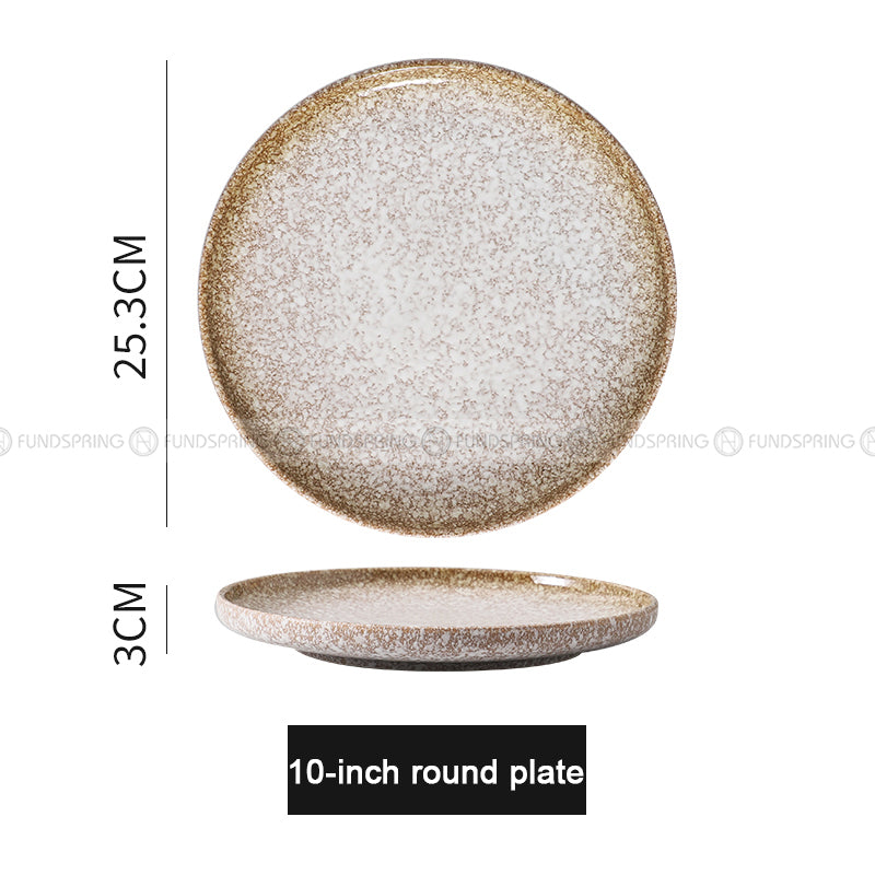 Japanese-Inspired Ceramic Elegance: Round Plate Dinnerware Set of 2 (8" and 10") Japanese-Inspired Ceramic Elegance: Round Plate Dinnerware Set of 2 (8" and 10")