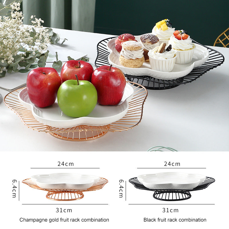 Nordic Dessert Display Stand: Creative Iron Rack with Cake Plate and Fruit Basket Nordic Dessert Display Stand: Creative Iron Rack with Cake Plate and Fruit Basket