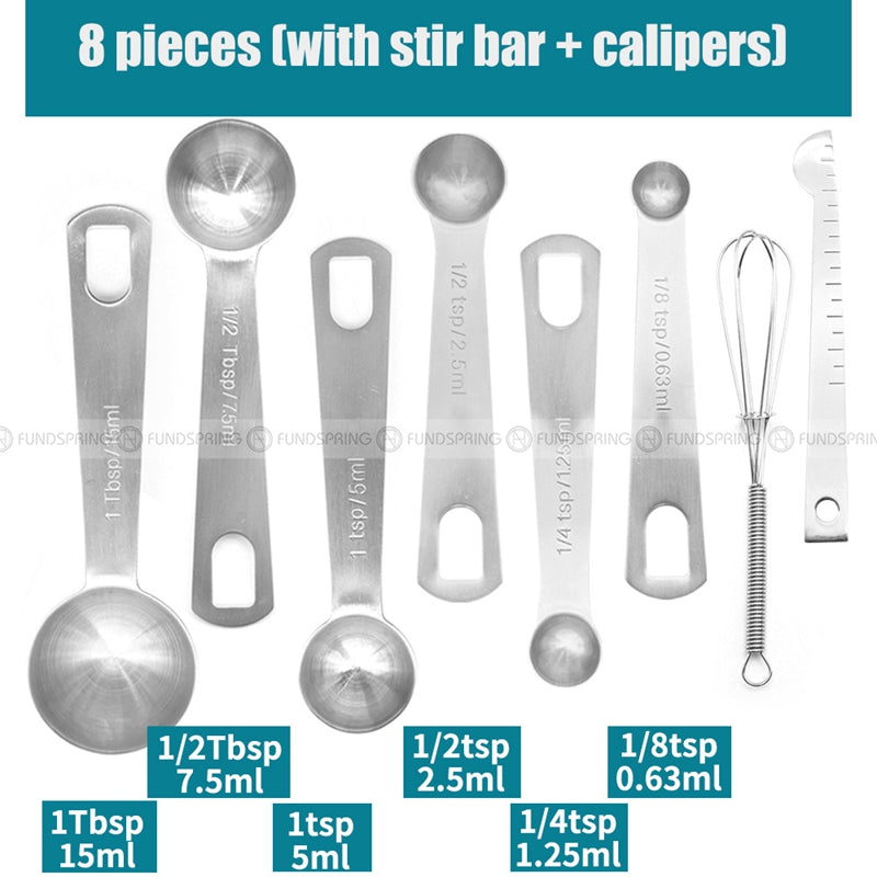 Stainless Steel Baking Scale Measuring Spoon Set Calipers Stir Bar Stainless Steel Baking Scale Measuring Spoon Set Calipers Stir Bar