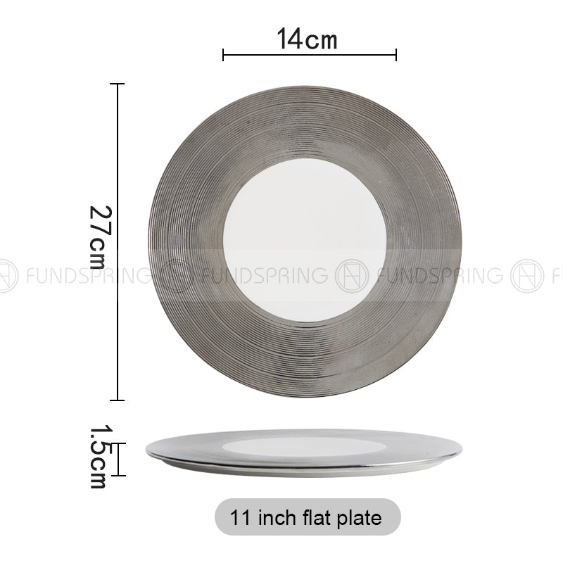 Designer Tableware Collection Weiss Series Sliver/White Dinner Plate Designer Tableware Collection Weiss Series Sliver/White Dinner Plate