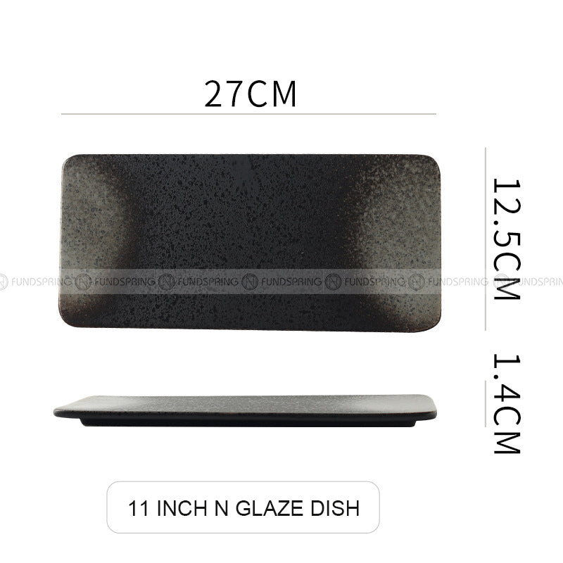 Rectangular Flat Plate Black Ceramic Plate Snack Plate Sushi Platter Rectangular Flat Plate Black Ceramic Plate Snack Plate Sushi Platter