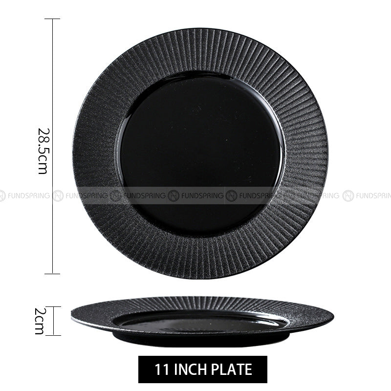 Nordic Simple Black Tableware Ceramic Shallow Plate Porcelain Plate Nordic Simple Black Tableware Ceramic Shallow Plate Porcelain Plate