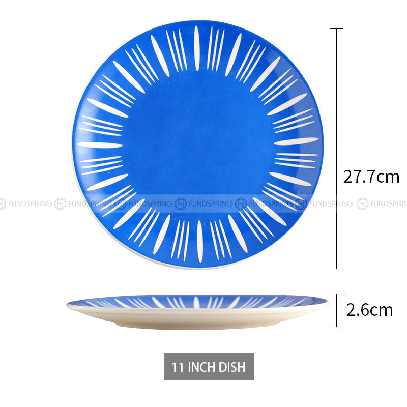 Nordic Ceramic Tableware Simple Line Pattern Disc Snack Dinner Plate Nordic Ceramic Tableware Simple Line Pattern Disc Snack Dinner Plate