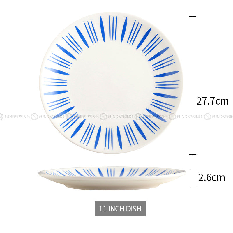 Nordic Ceramic Tableware Simple Line Pattern Disc Snack Dinner Plate Nordic Ceramic Tableware Simple Line Pattern Disc Snack Dinner Plate