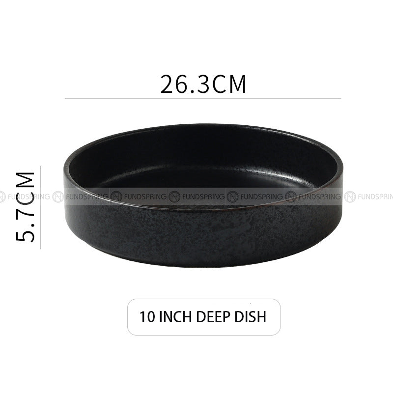 Ceramic Deep Dish Shallow Bowl Straight Bowl Flat Bottom Black Plate Ceramic Deep Dish Shallow Bowl Straight Bowl Flat Bottom Black Plate
