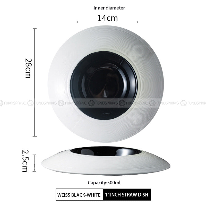 Weiss Dinnerware Collection Designer White/Black Dinner Plate Weiss Dinnerware Collection Designer White/Black Dinner Plate