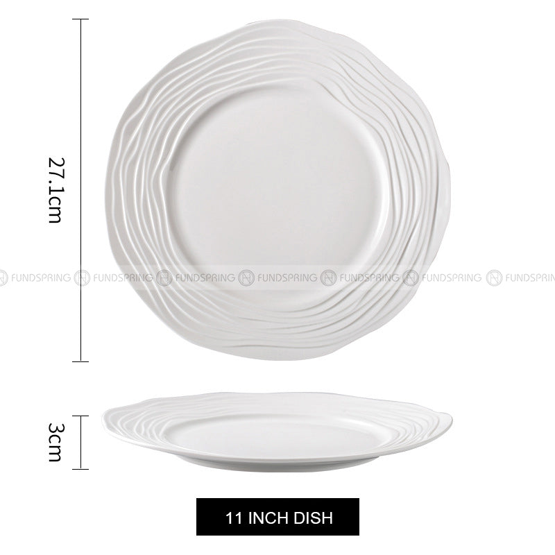 Simple White Dinnerware Ceramic Dinner Plates Round Flat Steak Plates 10.5" Simple White Dinnerware Ceramic Dinner Plates Round Flat Steak Plates 10.5"