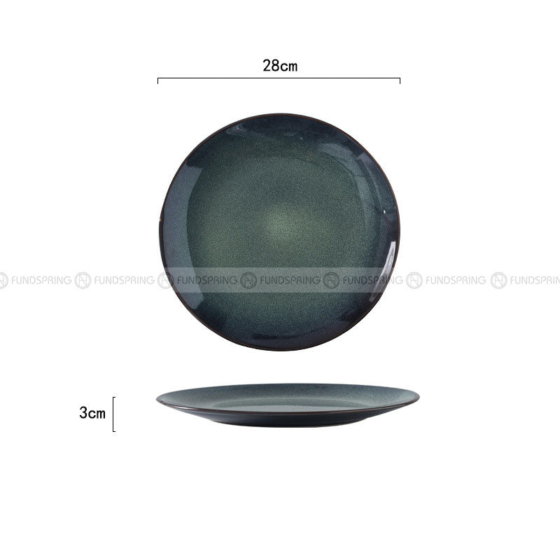 Kiln Glazed Ceramic Tableware Flat Plate Shallow Plate Dinner Plate Kiln Glazed Ceramic Tableware Flat Plate Shallow Plate Dinner Plate