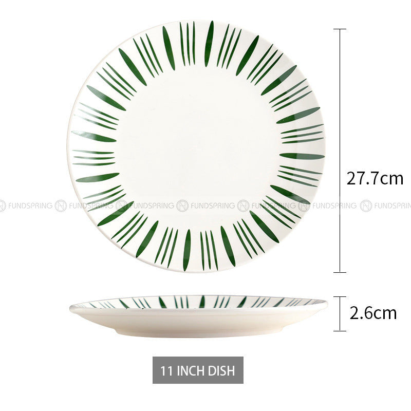 Nordic Ceramic Tableware Simple Line Pattern Disc Snack Dinner Plate Nordic Ceramic Tableware Simple Line Pattern Disc Snack Dinner Plate