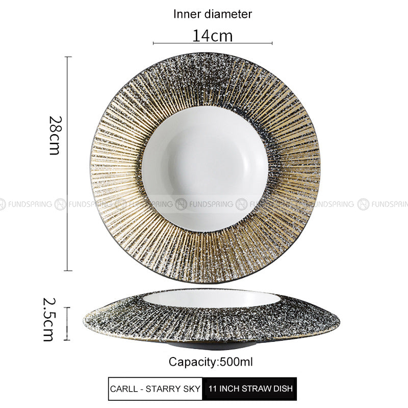 Carll Solar Series Dinnerware Collection Hotel Dishes Golden/White Dinner Plate Carll Solar Series Dinnerware Collection Hotel Dishes Golden/White Dinner Plate