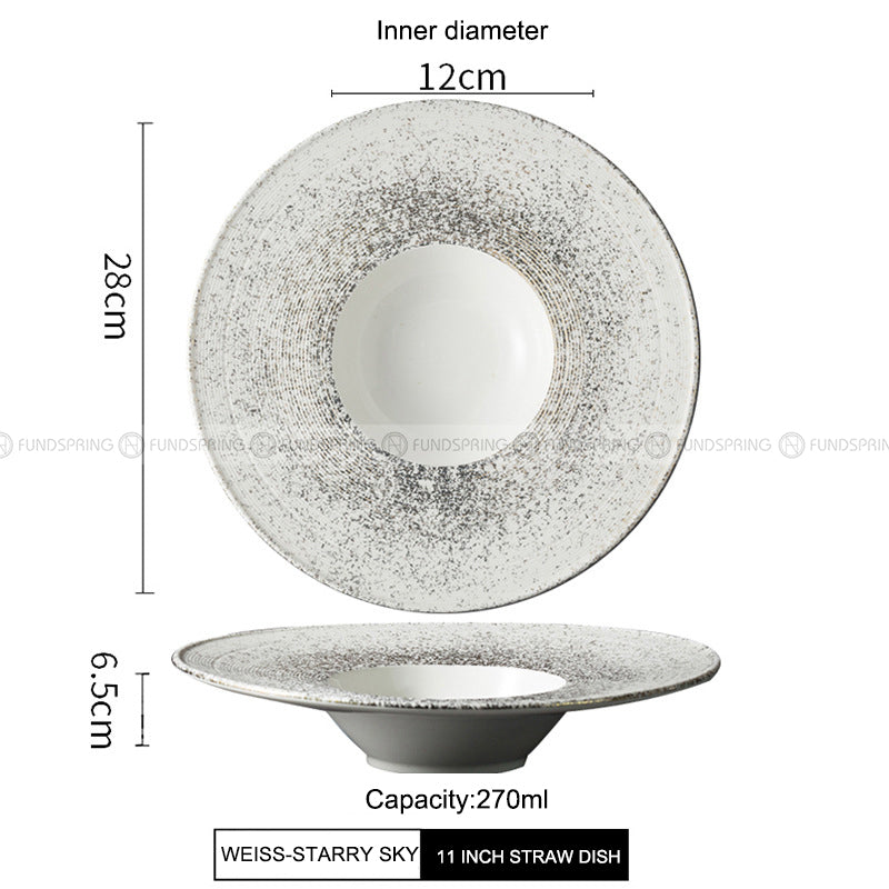 Designer Dinnerware Collection Weiss Series Ceramic White/Sliver Plate Designer Dinnerware Collection Weiss Series Ceramic White/Sliver Plate
