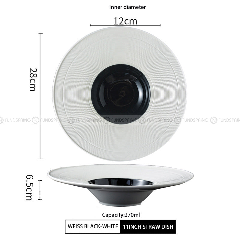Weiss Dinnerware Collection Designer White/Black Dinner Plate Weiss Dinnerware Collection Designer White/Black Dinner Plate