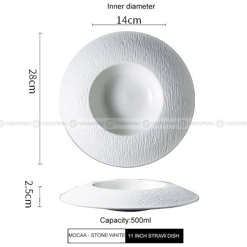 Mocaa Stone Series White Tableware Ceramic Dinnerware Shallow Plate Mocaa Stone Series White Tableware Ceramic Dinnerware Shallow Plate