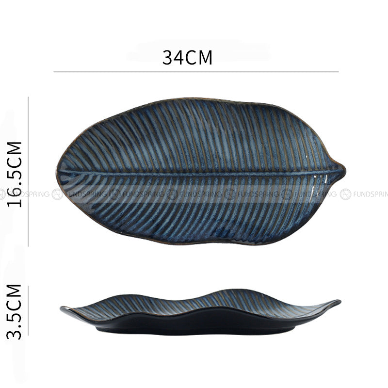 Japanese Ceramic Dinner Plate Leaf-shaped Glazed Kiln Change Plate Japanese Ceramic Dinner Plate Leaf-shaped Glazed Kiln Change Plate