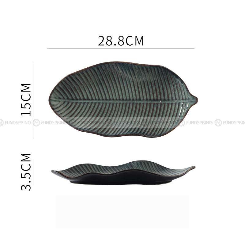 Japanese Ceramic Dinner Plate Leaf-shaped Glazed Kiln Change Plate Japanese Ceramic Dinner Plate Leaf-shaped Glazed Kiln Change Plate