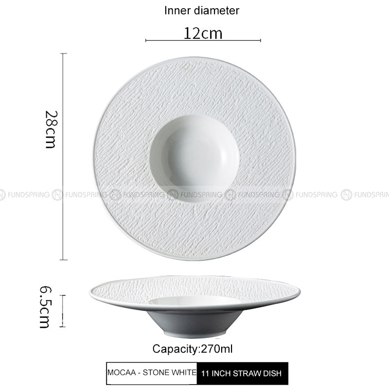 Mocaa Stone Series White Tableware Ceramic Dinnerware Shallow Plate Mocaa Stone Series White Tableware Ceramic Dinnerware Shallow Plate