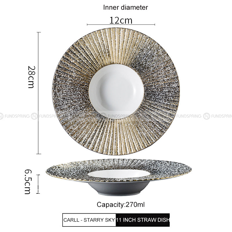 Carll Solar Series Dinnerware Collection Hotel Dishes Golden/White Dinner Plate Carll Solar Series Dinnerware Collection Hotel Dishes Golden/White Dinner Plate