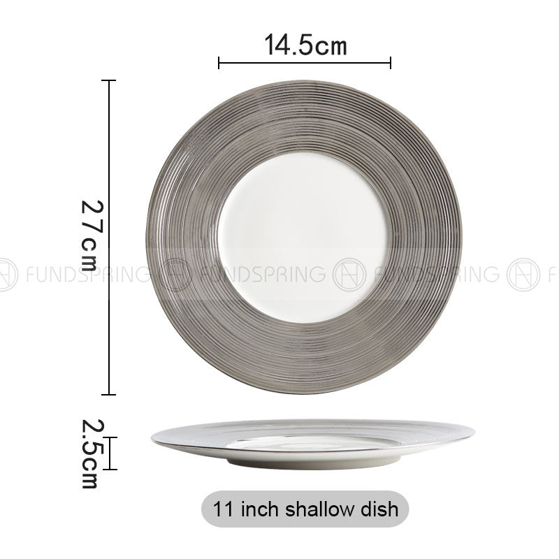 Designer Tableware Collection Weiss Series Sliver/White Dinner Plate Designer Tableware Collection Weiss Series Sliver/White Dinner Plate