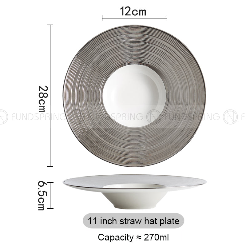 Designer Tableware Collection Weiss Series Sliver/White Dinner Plate Designer Tableware Collection Weiss Series Sliver/White Dinner Plate