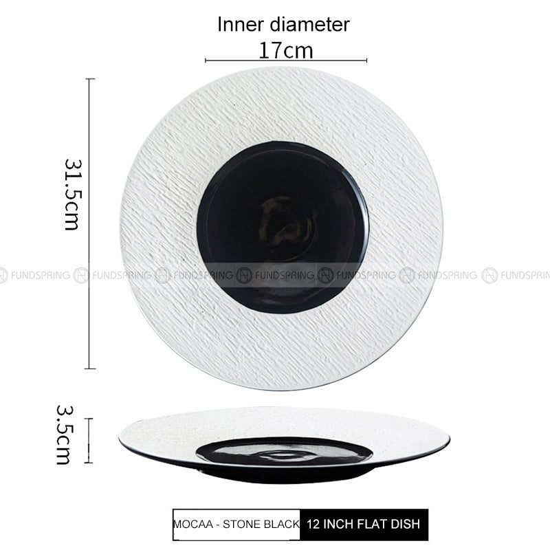 Mocaa Stone Series Black-white Dinnerware Ceramic Plate Shallow Plate Mocaa Stone Series Black-white Dinnerware Ceramic Plate Shallow Plate