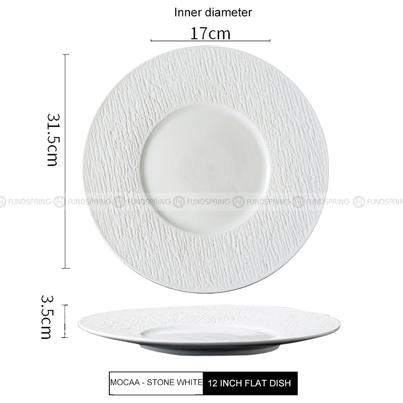 Mocaa Stone Series White Tableware Ceramic Dinnerware Shallow Plate Mocaa Stone Series White Tableware Ceramic Dinnerware Shallow Plate