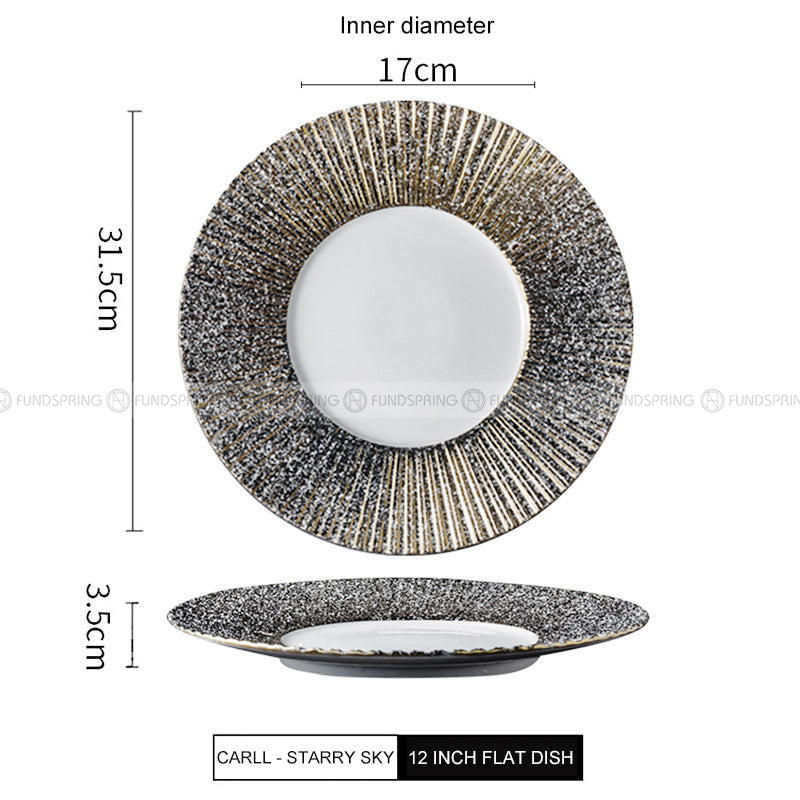 Carll Solar Series Dinnerware Collection Hotel Dishes Golden/White Dinner Plate Carll Solar Series Dinnerware Collection Hotel Dishes Golden/White Dinner Plate