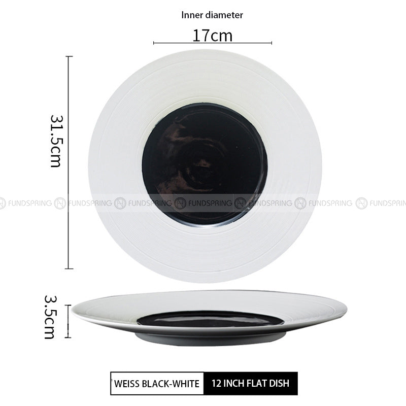 Weiss Dinnerware Collection Designer White/Black Dinner Plate Weiss Dinnerware Collection Designer White/Black Dinner Plate