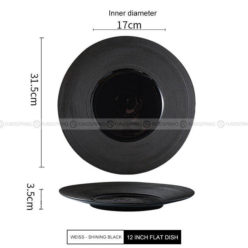 Designer Tableware Collection Weiss Series Ceramic Dish Black Plate Designer Tableware Collection Weiss Series Ceramic Dish Black Plate