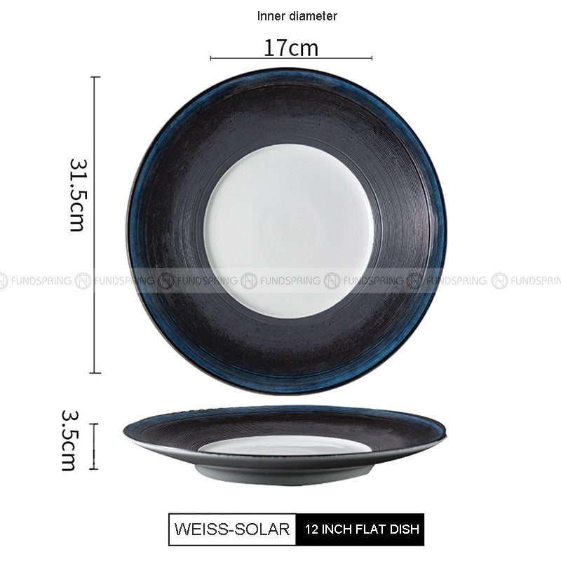 Nordic Dinnerware Weiss Series Ceramic Navy/Black/White Dinner Plate Nordic Dinnerware Weiss Series Ceramic Navy/Black/White Dinner Plate