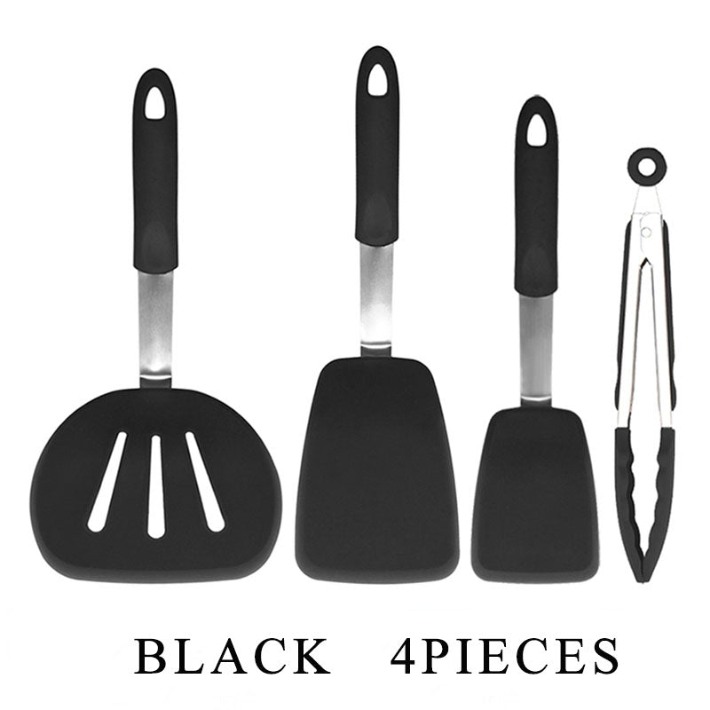 Versatile Silicone Kitchen Utensil Set: Scraper, Spatula, Tong, and Slotted Turner Versatile Silicone Kitchen Utensil Set: Scraper, Spatula, Tong, and Slotted Turner