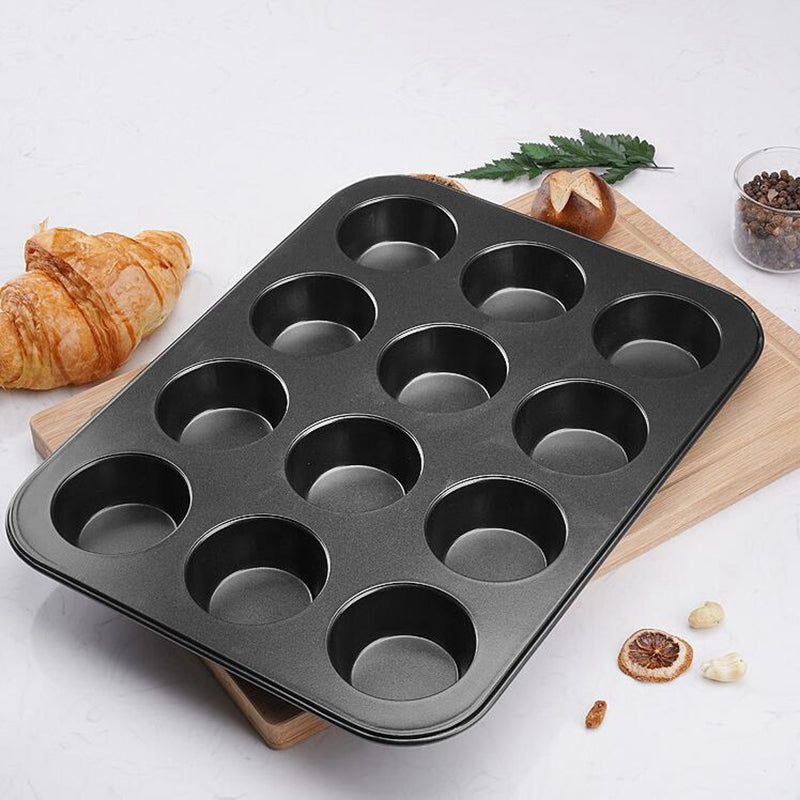 Black Non-stick Baking Pan 12 Cups Muffin Mold Cake Baking Mold