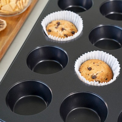 Black Non-stick Baking Pan 12 Cups Muffin Mold Cake Baking Mold Black Non-stick Baking Pan 12 Cups Muffin Mold Cake Baking Mold