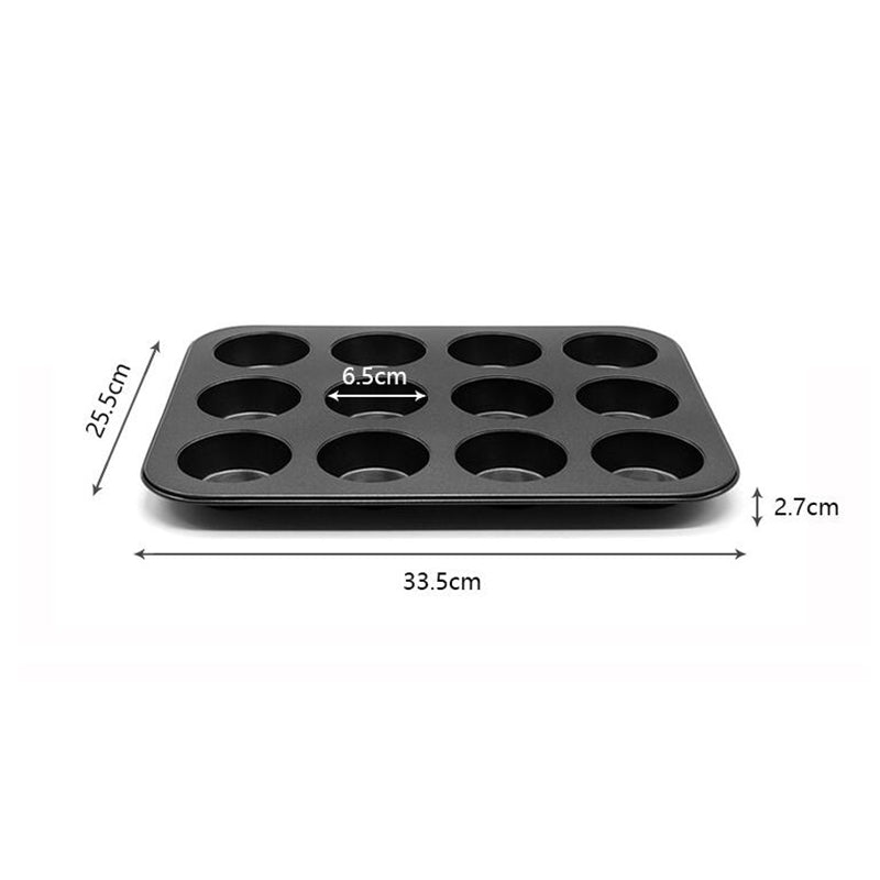 Black Non-stick Baking Pan 12 Cups Muffin Mold Cake Baking Mold Black Non-stick Baking Pan 12 Cups Muffin Mold Cake Baking Mold
