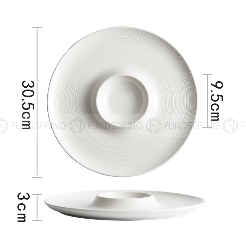 Weiss Series Dinnerware Collection White Volcano Plate Ceramic Disc Weiss Series Dinnerware Collection White Volcano Plate Ceramic Disc
