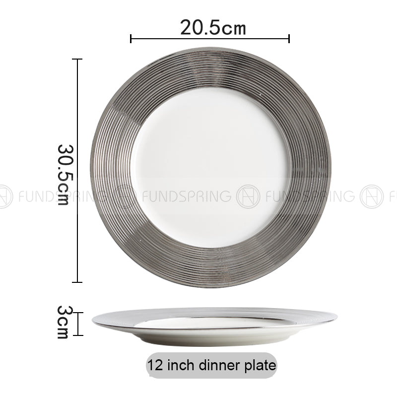 Designer Tableware Collection Weiss Series Sliver/White Dinner Plate Designer Tableware Collection Weiss Series Sliver/White Dinner Plate