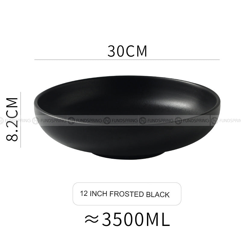 Ceramic Round Serving Bowl Wide Shallow Bowl Black Matte Bowl Ceramic Round Serving Bowl Wide Shallow Bowl Black Matte Bowl