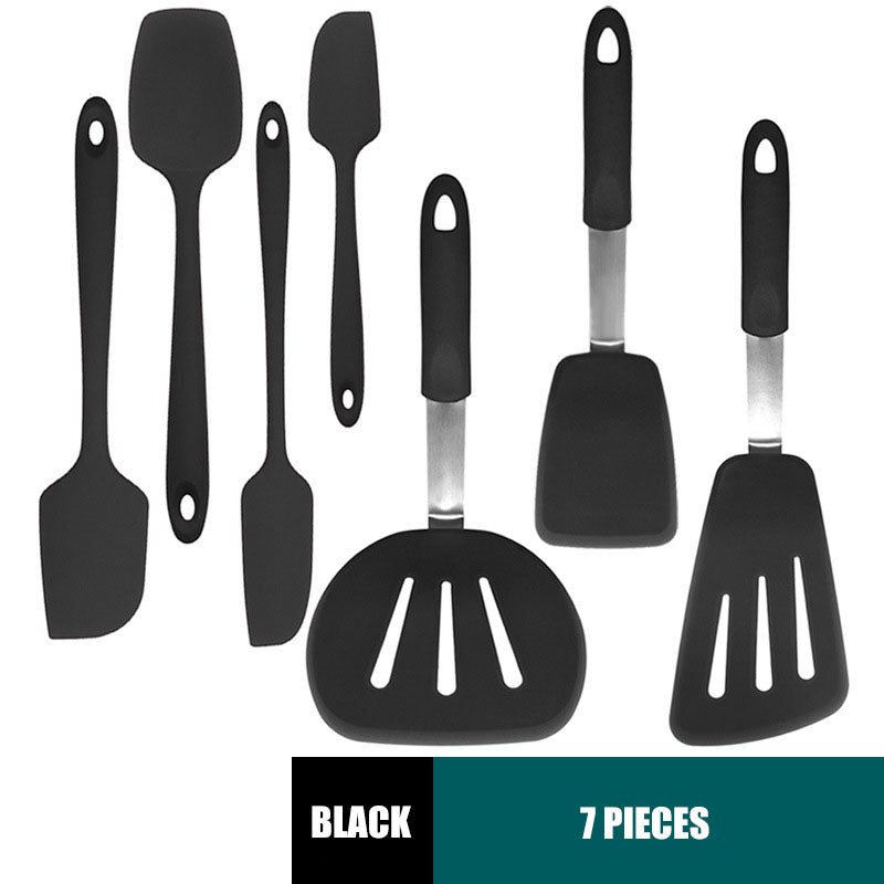 Versatile Silicone Kitchen Utensil Set: Scraper, Spatula, Tong, and Slotted Turner Versatile Silicone Kitchen Utensil Set: Scraper, Spatula, Tong, and Slotted Turner