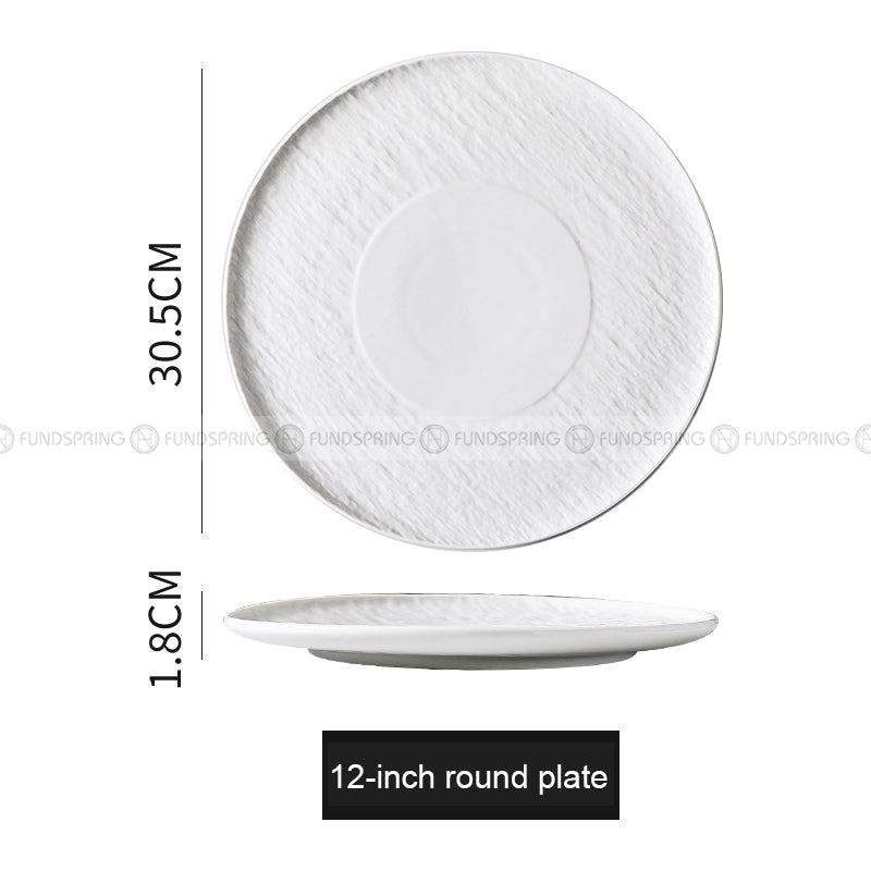 Dining Plate Solid Color Plate Ceramic Threaded Plate Set of 3 Dining Plate Solid Color Plate Ceramic Threaded Plate Set of 3