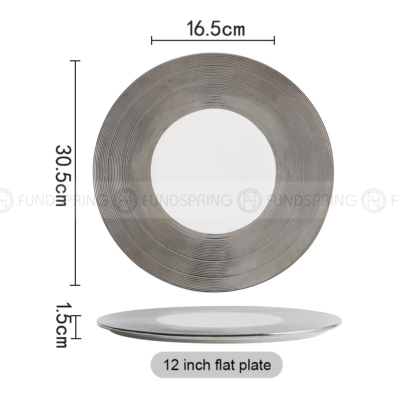 Designer Tableware Collection Weiss Series Sliver/White Dinner Plate Designer Tableware Collection Weiss Series Sliver/White Dinner Plate