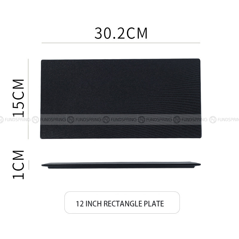 Black Frosted Ceramic Tableware Rectangular Oval/Round Flat Plate Black Frosted Ceramic Tableware Rectangular Oval/Round Flat Plate
