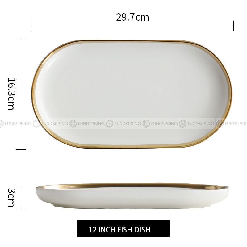 Simplicity Ceramic Tableware Black White With Gold Rim Plates Bowls Simplicity Ceramic Tableware Black White With Gold Rim Plates Bowls